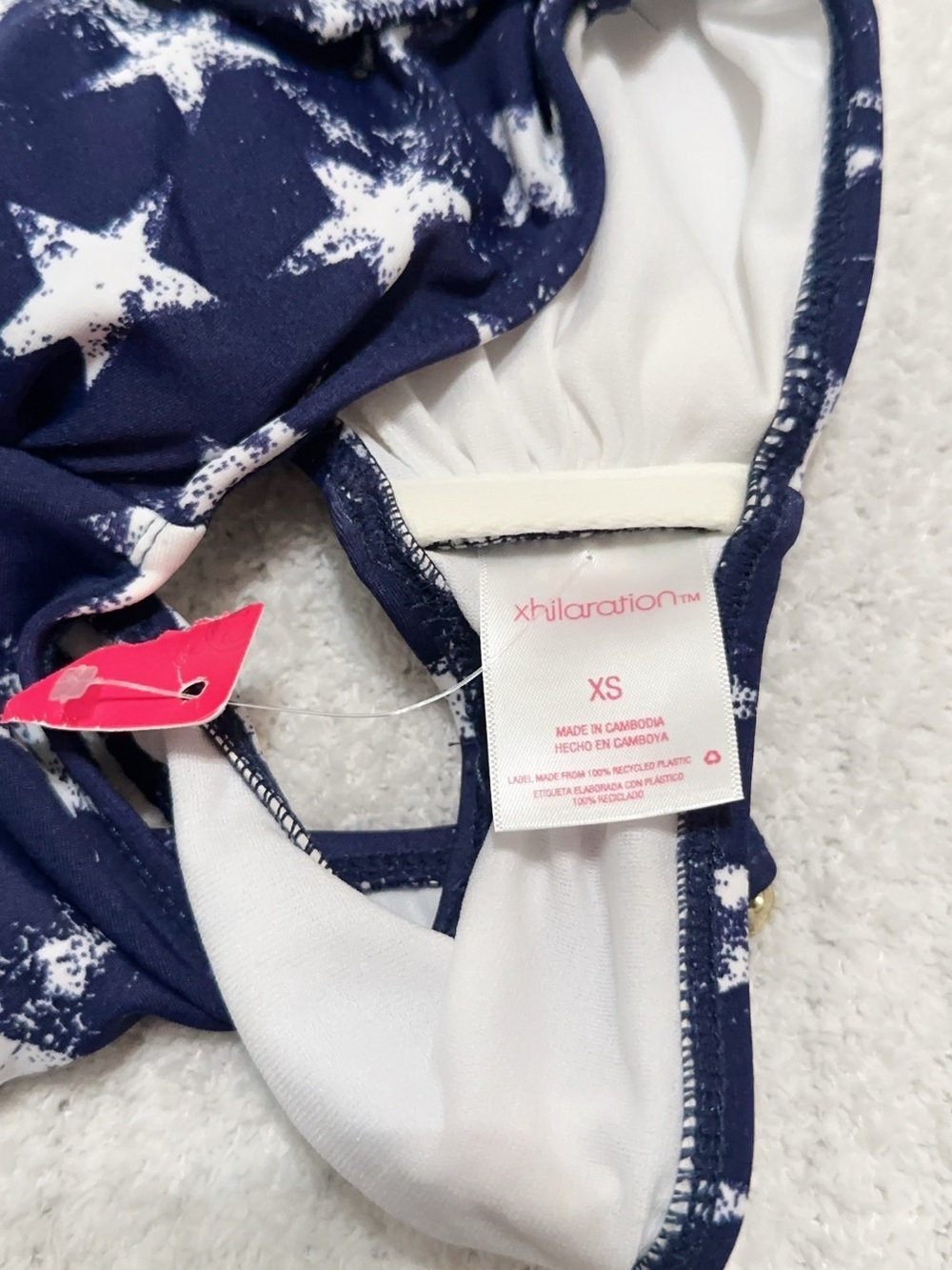 Xhilaration Navy Star Tie-Front Bikini Top - Picture 8 of 8